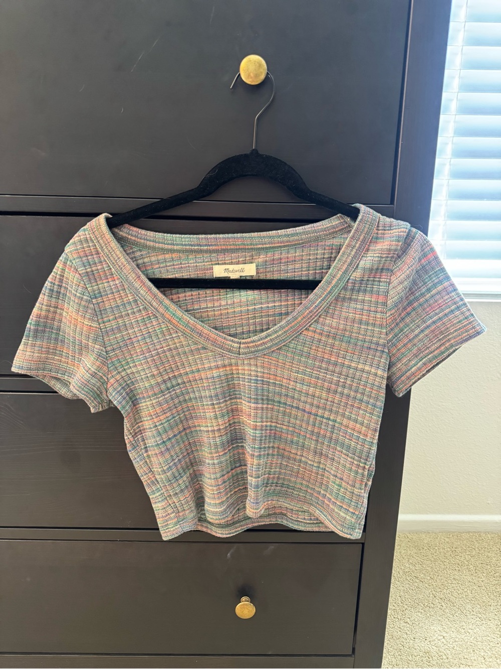 Madewell Pastel Ribbed V-Neck Crop Top